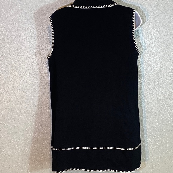 Entro Black Knit Tunic Dress with White Embroidered Trim - Picture 4 of 7